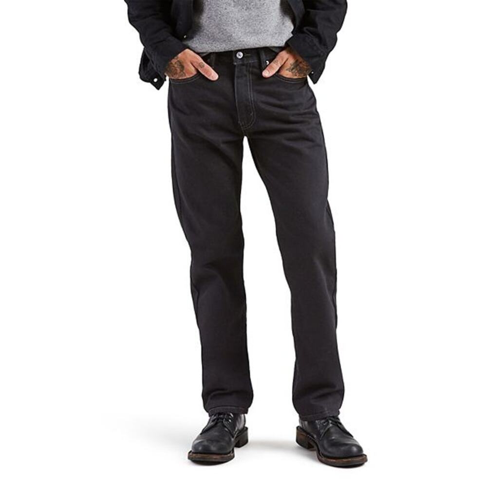 LEVI'S 505 Regular Fit Men Straight Leg Black Jeans | 34